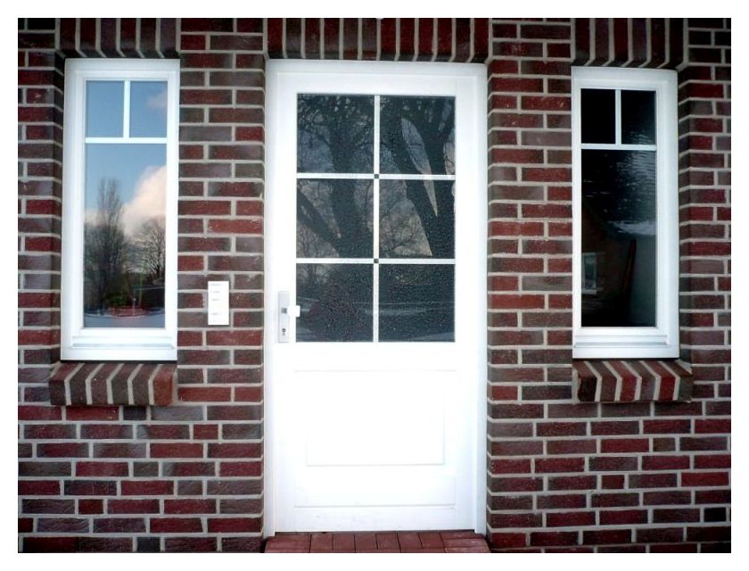 Hauseingangstür mit Fenster aus Hartholz Sprossenoptik